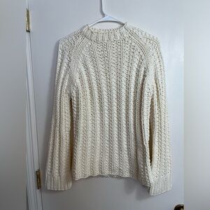 Hand Knit J. Crew Cozy Cream Knit Fisherman Sweater